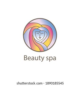 spa logo beauty, vector illustration, line design circle circle background