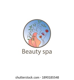 spa logo beauty, vector illustration, line design circle circle background