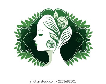 Spa logo or emblem in green tones. Vector illustration