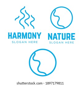 SPA logo with three leaves of linear elegant style. flower spa logo
