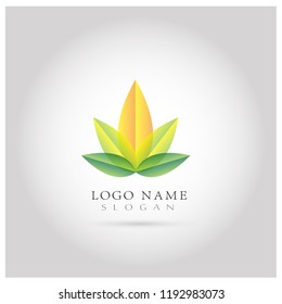 Spa & Lotus Leaf Logo. Symbol & Vector Template.