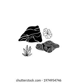 Spa massage background.Meditation icon promotion design.Relax yoga invitation.Boho hand drawn style.Nature japan graphic.Wellbeing  and harmony.Oriental wallpaper.Meditate simplicity.zen