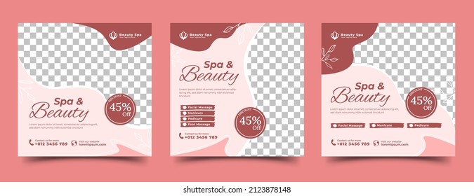 Spa, Massage, And Beauty Salon Social Media Post Template. Square Banner With Place For The Photo. Usable For Social Media Post, Banner, And Web Ad.