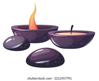 Spa massage candles bath zen oil isolated on white background graphic design illustration
