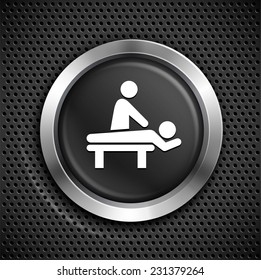 Spa Massage on Black Round Button