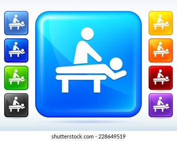 Spa Massage on Blue Square Button