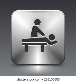 Spa Massage on Silver Square Button
