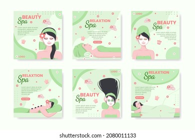 Spa And Massage Post Editable Of Square Background Illustration Suitable For Social Media, Feed, Card, Greetings, Print And Web Internet Ads