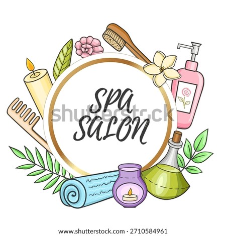 SPA and massage salon concept, aromatherapy and bodycare.  Vector illustration