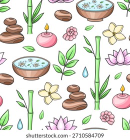 SPA y salón de masajes sin patrón, aromaterapia y concepto de cuidado corporal.  Vector de fondo