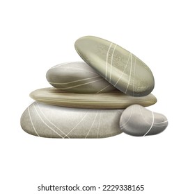 spa massage stone realistic vector. pebble beauty, rock zen, therapy hot, relax stack, flower nature spa massage stone 3d isolated illustration