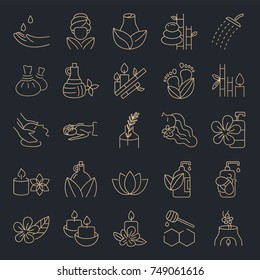 Spa massage therapy and Beauty icons set.