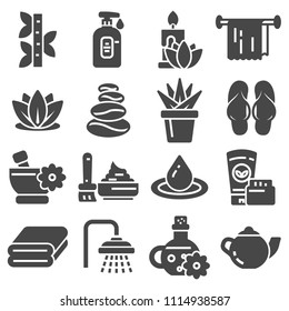 Spa massage therapy cosmetics icons. Vector Illustration.