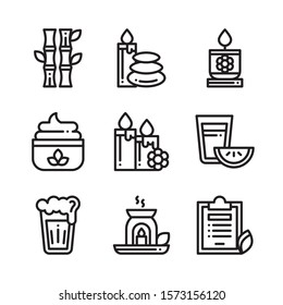 Spa massage therapy cosmetics icons. Vector Illustration.