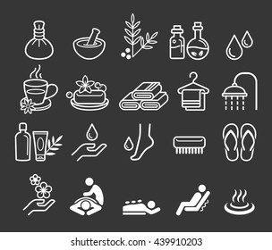 Iconos cosméticos de masaje. Ilustración vectorial.