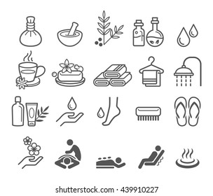 Spa massage therapy cosmetics icons. Vector Illustration.
