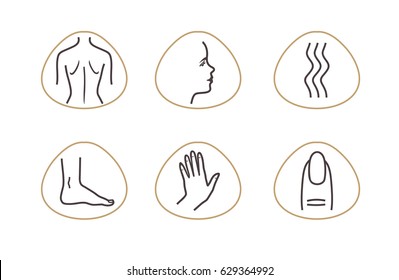 Spa Massage Therapy Skin Care & Cosmetics Services Icons. Vector Illustration. beauty salon