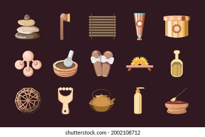 terapia de masaje spa y conjunto de tratamientos