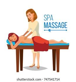 Spa Massage Wellness Salon Vector. Anti Aging Spa Massage. Flat Cartoon Illustration