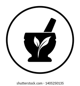 Spa Mortar Icon. Thin Circle Stencil Design. Vector Illustration.
