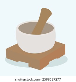 SPA mortar and pestle or bowl icon.Organic medicine and pharmaceutical utensil for aroma therapy and herbs.