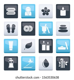 Spa objects icons over color background - vector icon set