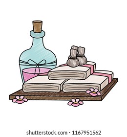Spa oil and towels scribble