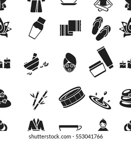 Spa pattern icons in black style. Big collection of spa vector symbol stock illustration