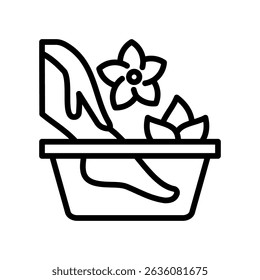 Ilustración vectorial de línea de icono de pedicura de spa