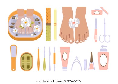 Spa Pedicure Set icon. Flat Vector Illustration