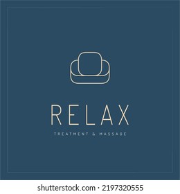 Spa Pillow Logo. Minimal Spa Icons Isolated on Luxurious Blue Background.