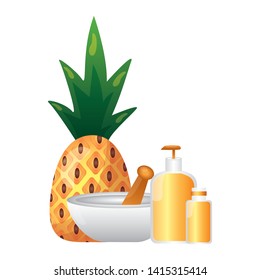 spa pineapple bottle lotion gel vector illustration