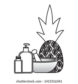 spa pineapple bottle lotion gel vector illustration