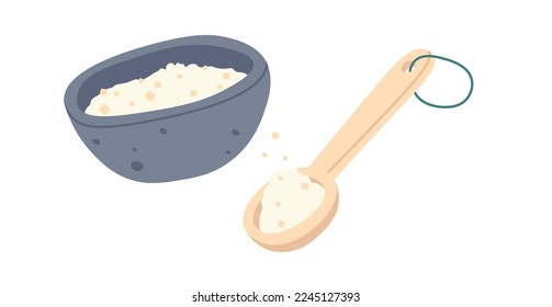 Procedimiento Spa icono plano Sal marina en el recipiente para el cuerpo. Ilustración del vector