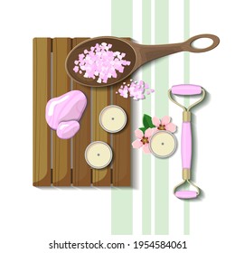 Spa con sal rosa y piedra.
