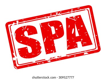 Spa red stamp text on white