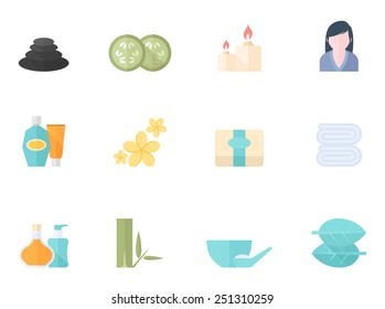 Spa related icon series in flat color style