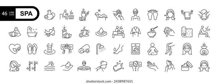 Spa Related Vector Line Icons. Editable Stroke.