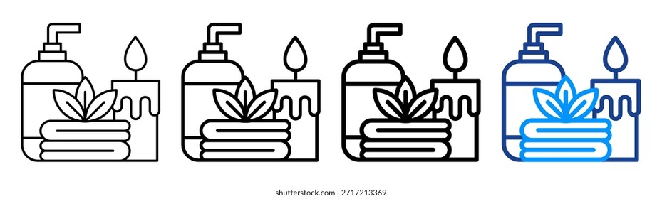 Conjunto de Colección de contorno diferente de icono de spa y relajación