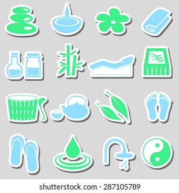 spa and relaxation simple color stickers set eps10