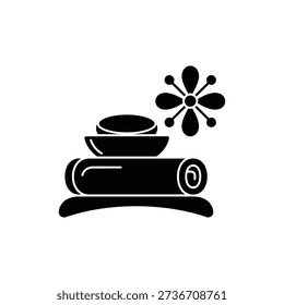Spa Relaxation Stones Wellness Icon - Minimal Vector ,Glyph Style, UI UX App Web Design, Wellness Nature Spa Branding Icon