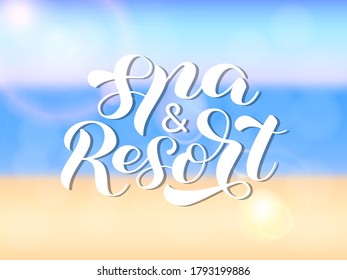 Spa & Resort brush lettering. Vector illustration for poster