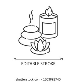 Spa resort pixel perfect linear icon. Wellness tourism, health sanatorium thin line customizable illustration. Contour symbol. Relaxation procedures. Vector isolated outline drawing. Editable stroke