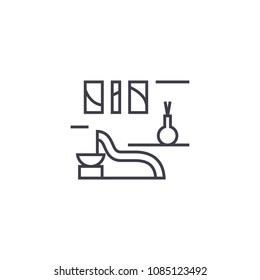 spa rest room vector line icon, sign, illustration on background, editable strokes