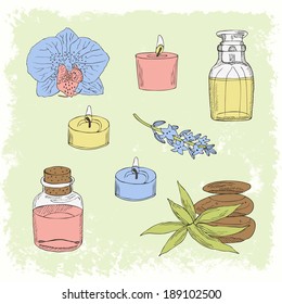 Spa retro set. Vector illustration.