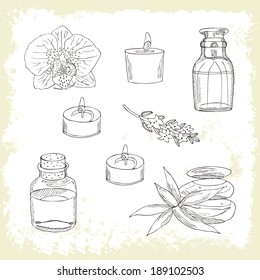 Spa retro set. Vector illustration.