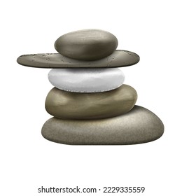 peña balneario vector realista. piedras de bienestar, masaje relajante, naturaleza zen, equilibrio terapéutico, armonía de belleza spa rock 3d ilustración aislada