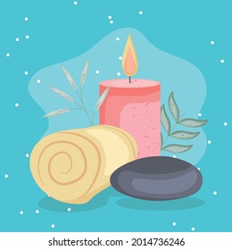 spa rock and towel treatment icons