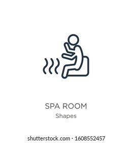 Spa room icon. Thin linear spa room outline icon isolated on white background from shapes collection. Line vector sign, symbol for web and mobile