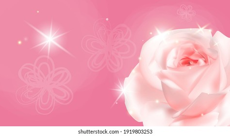 Spa rose background in a realistic style banner design. Vector illustration.